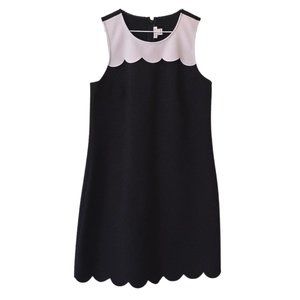 J.Crew Black and White Scalloped Sleeveless Shift Dress Size 4